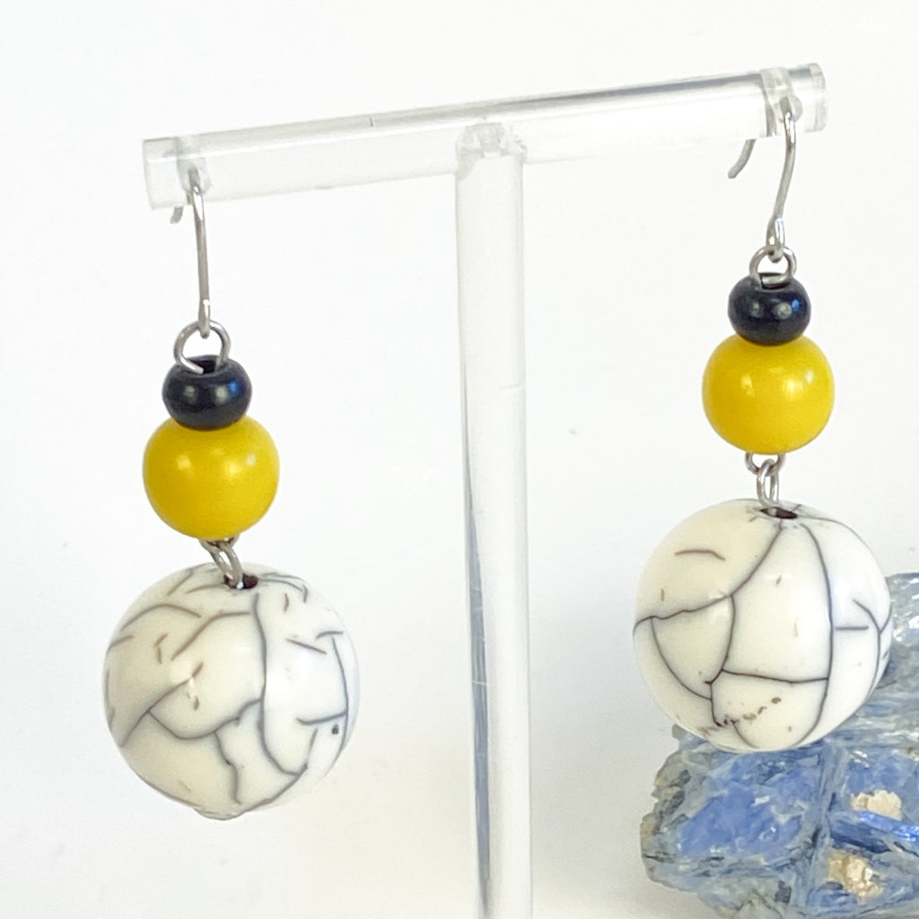 Statement Earrings 80s Colorful Beaded Dangly Earrings