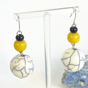 Statement Earrings 80s Colorful Beaded Dangly Earrings