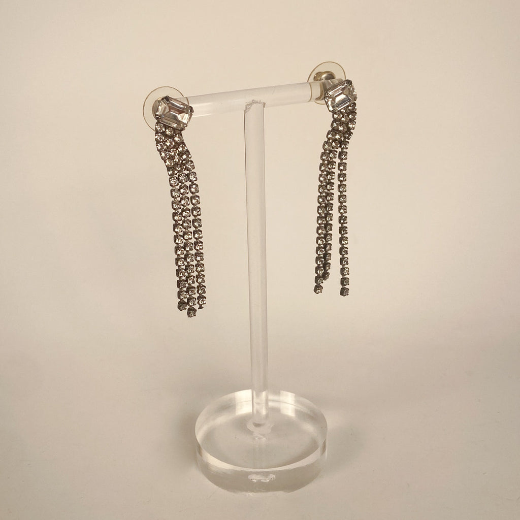 Sparkly Dangly Rhinestone Earrings Vintage 60s