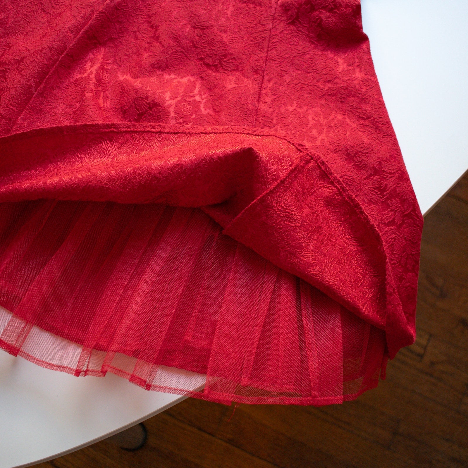 Vintage Red Floral A-Line Knee Length Cocktail Dress Size 5