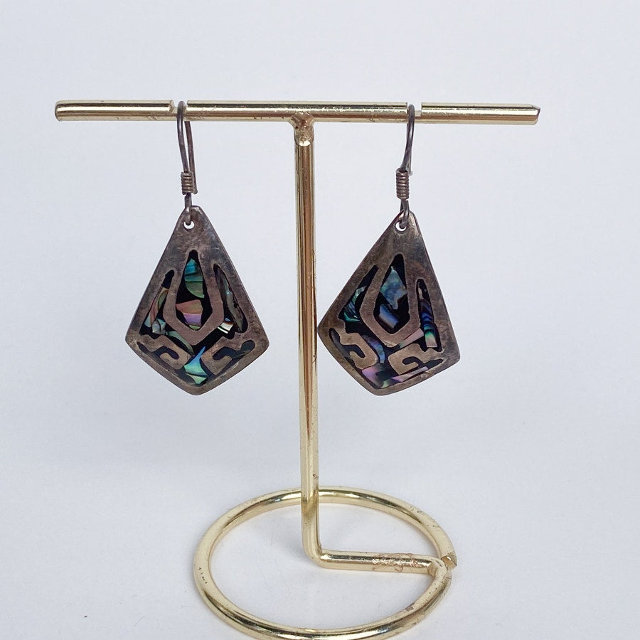 Vintage 925 Silver Shell Inlay Earrings