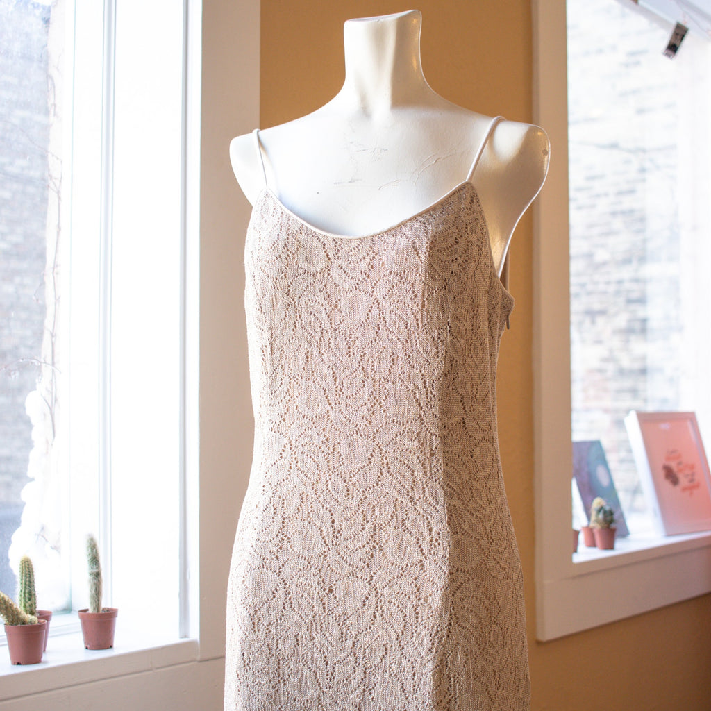 Vintage Spaghetti Strap Gold Gown Size 8