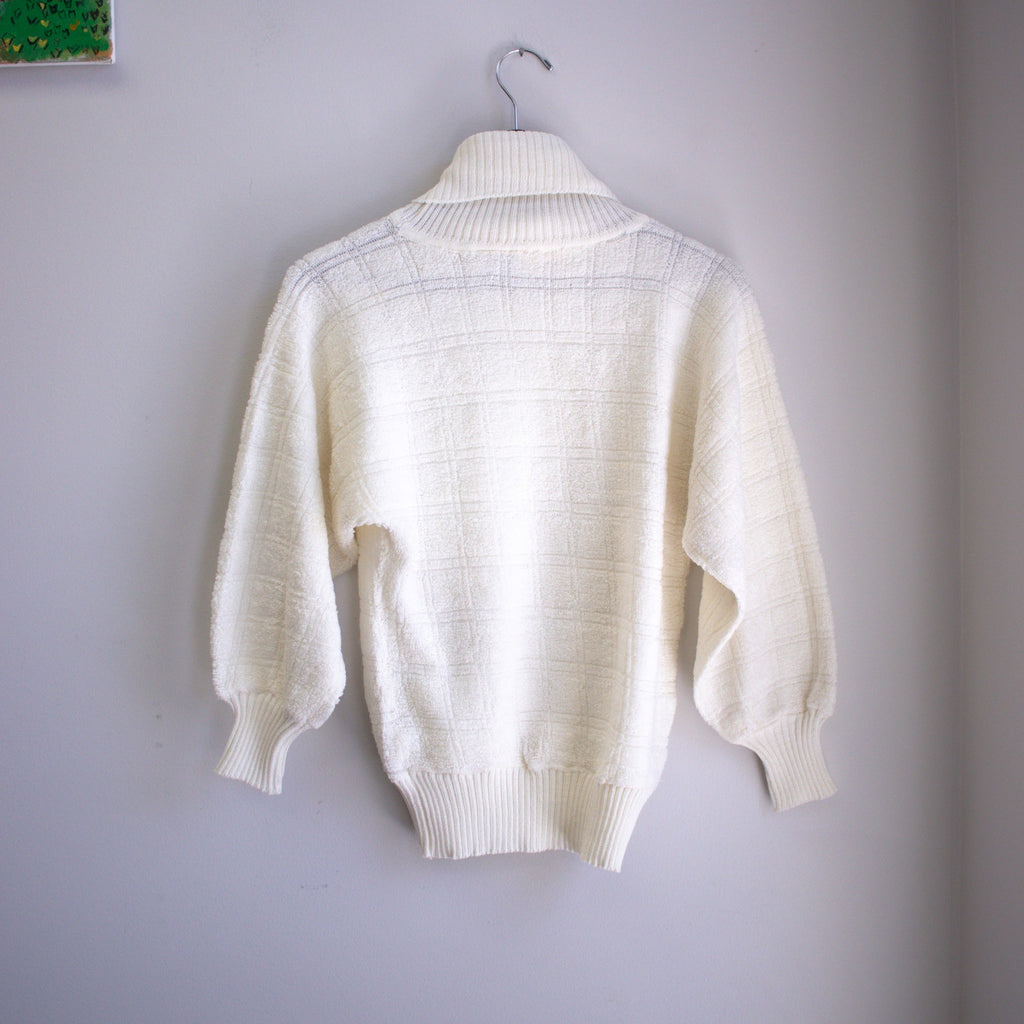 Vintage Boucle Cowl Neck Sweater White Size Small
