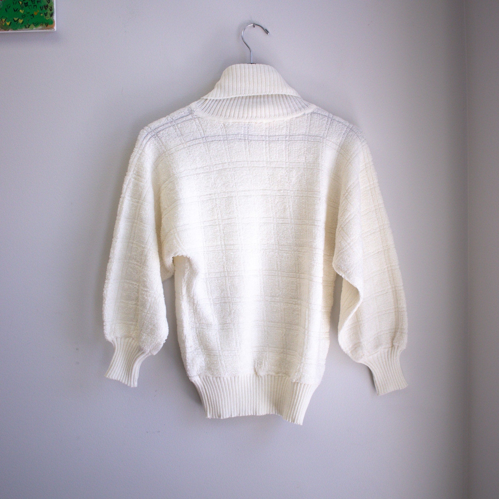 Vintage Boucle Cowl Neck Sweater White Size Small