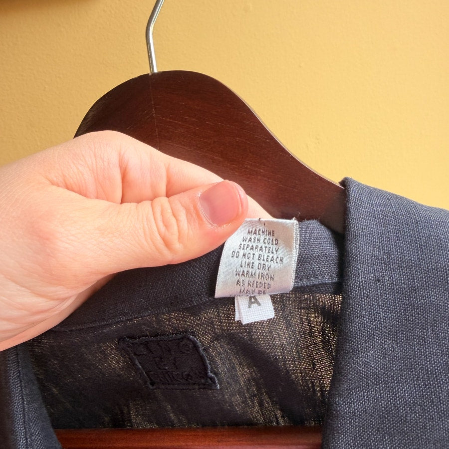 100% Linen Black Button Down
