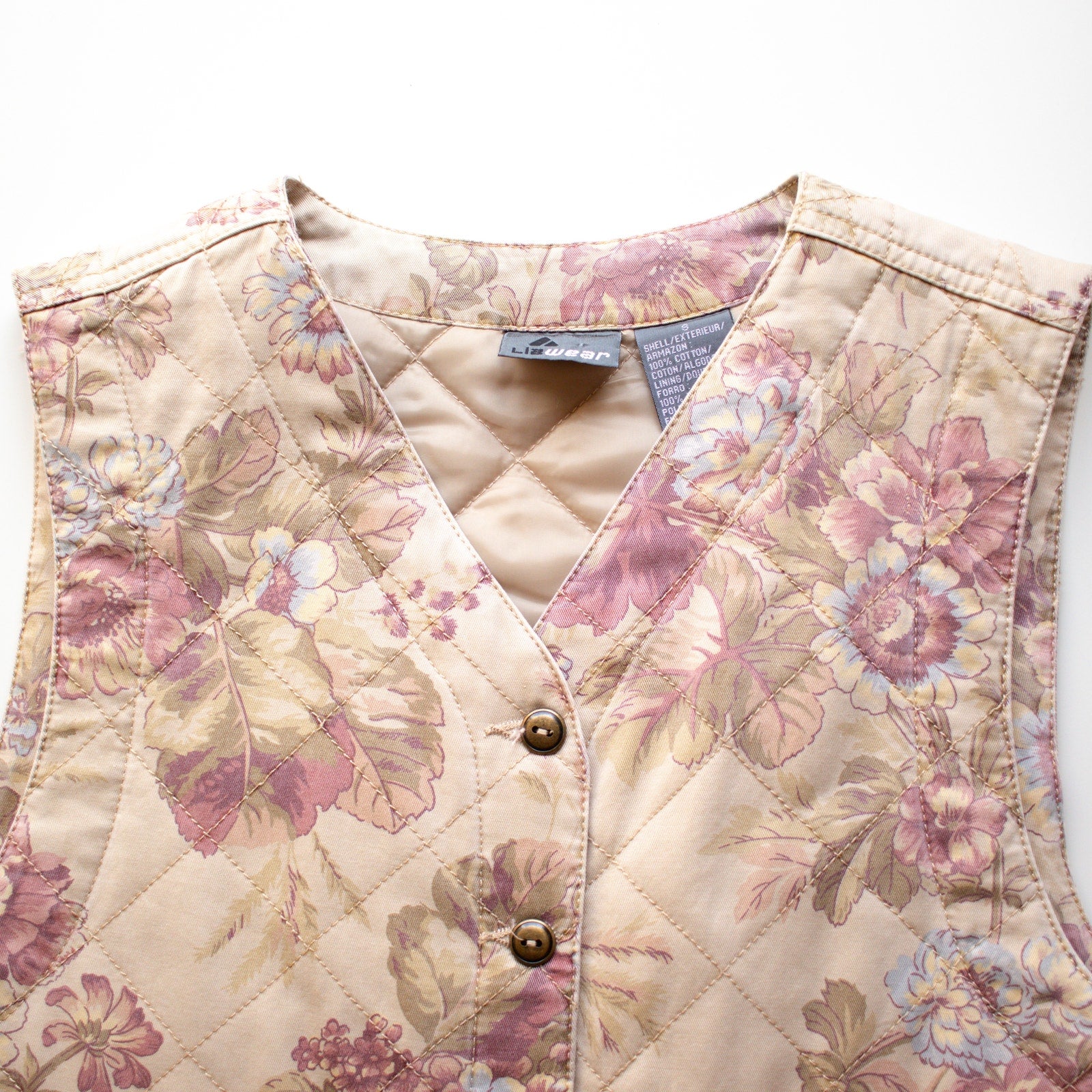 Liz Claiborne Y2K Floral Quilted Vest Size Small