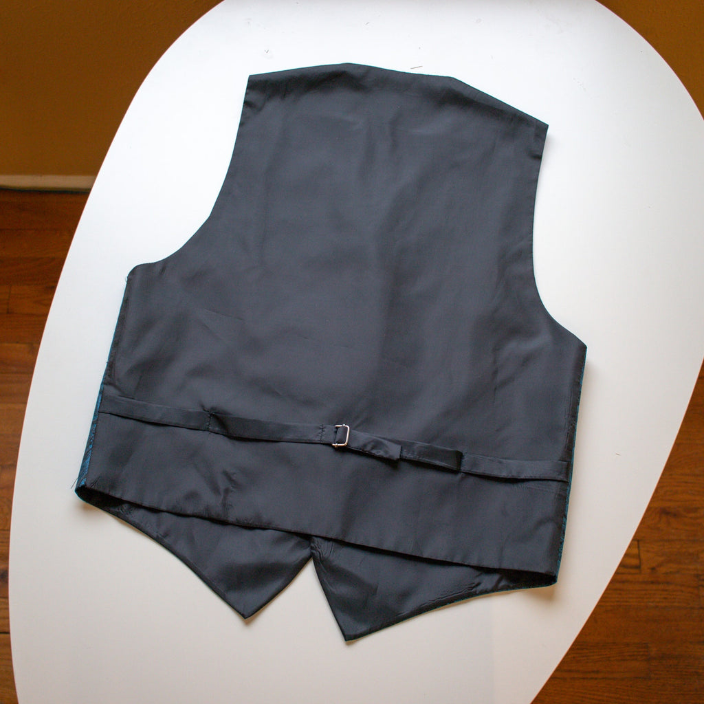 Vintage Blue Paisley Suit Vest Size Medium