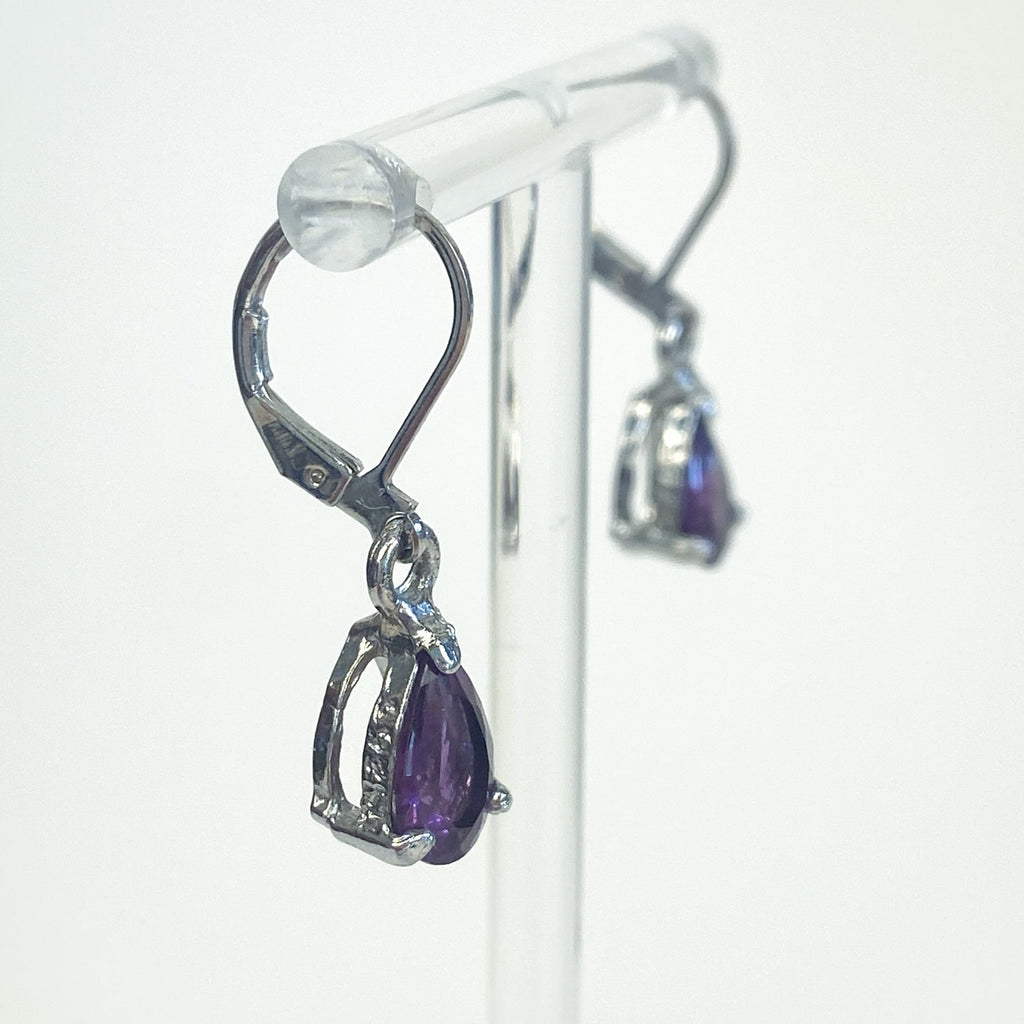 Silver Earrings Amethyst Dangly Sterling Silver Lever Back Earrings Regency Victorian