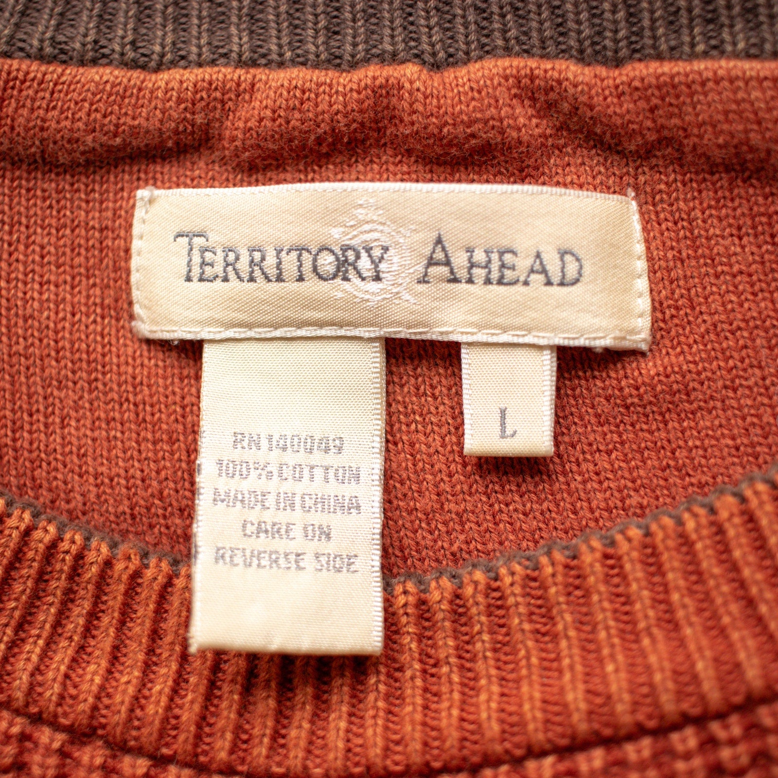 Vintage Rust Knit 90s Crew Neck Sweater Size Large