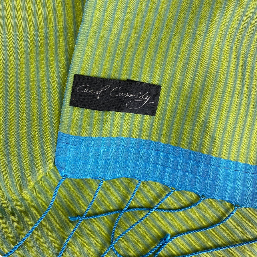 Vintage Scarf Carol Cassidy Green & Blue Silk Scarf Long