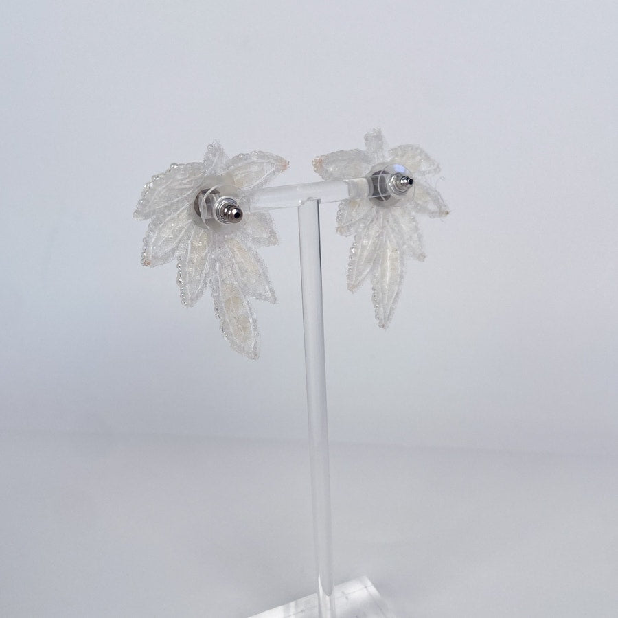 Sequin and bead leaf earrings