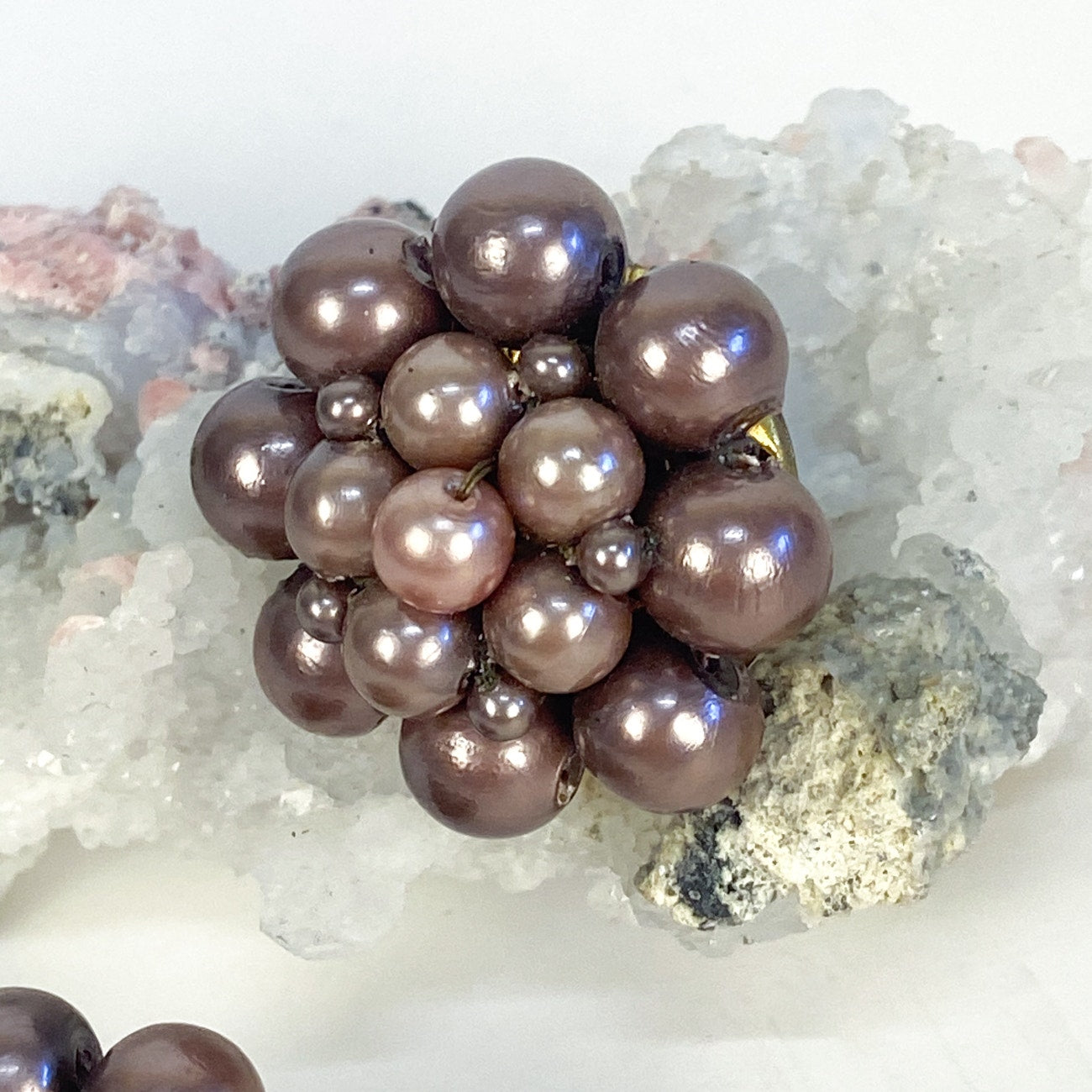 Clip On Earrings Vintage Purple Made in Japan Clip-Ons