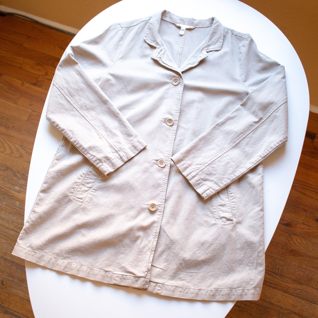 Eileen Fisher Khaki Oversized Chore Coat Size Medium