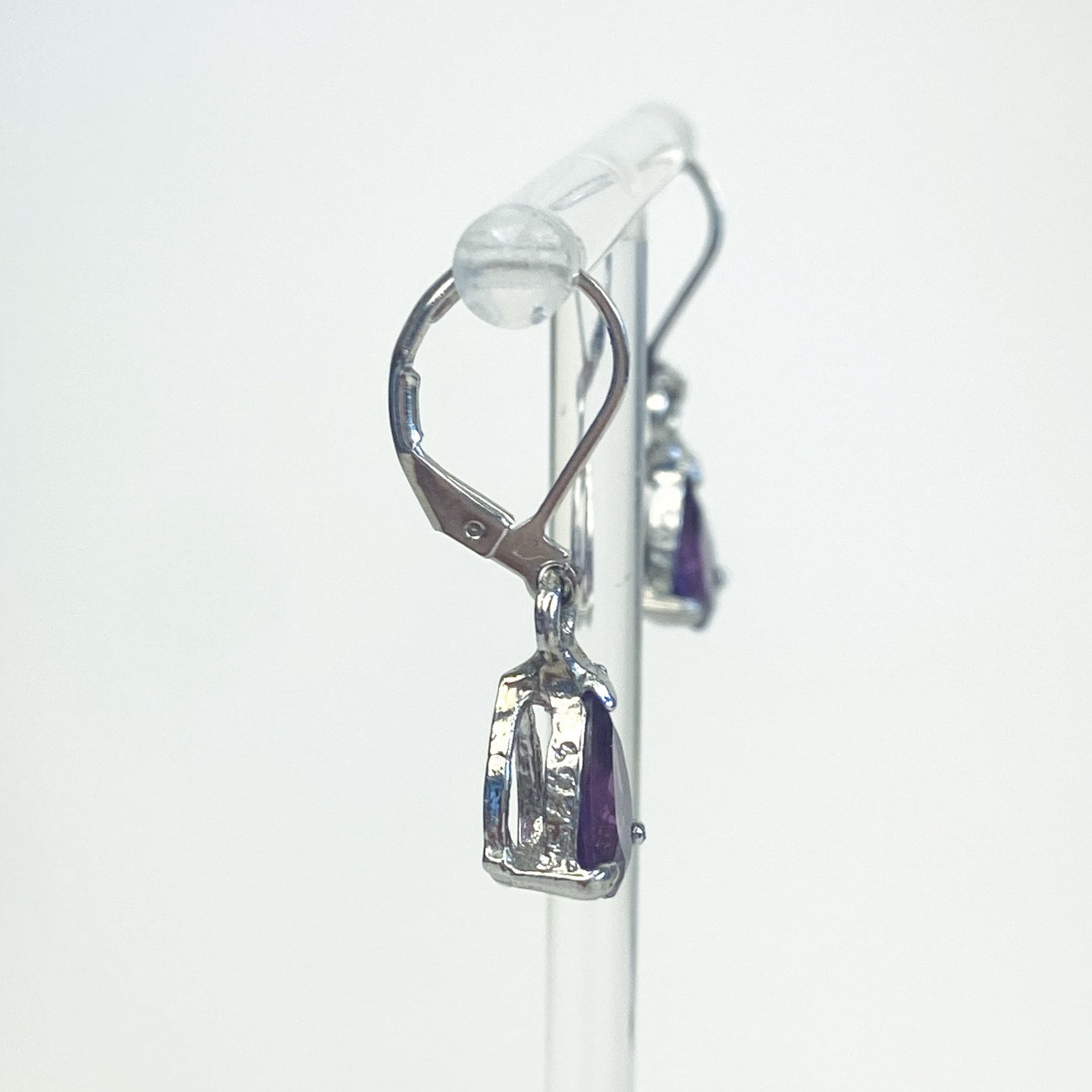 Silver Earrings Amethyst Dangly Sterling Silver Lever Back Earrings Regency Victorian
