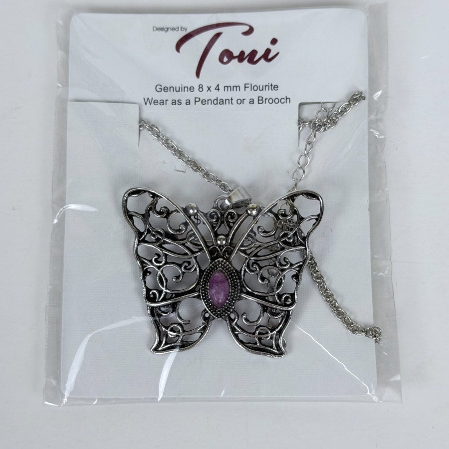 Butterfly Flourite Pendant & Brooch