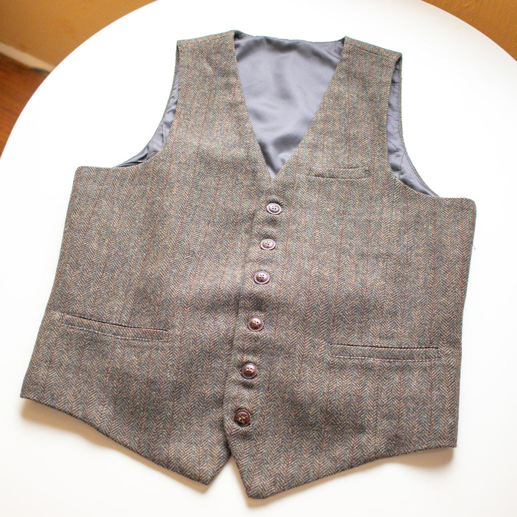 Vintage Brown Herringbone Vest Size Medium