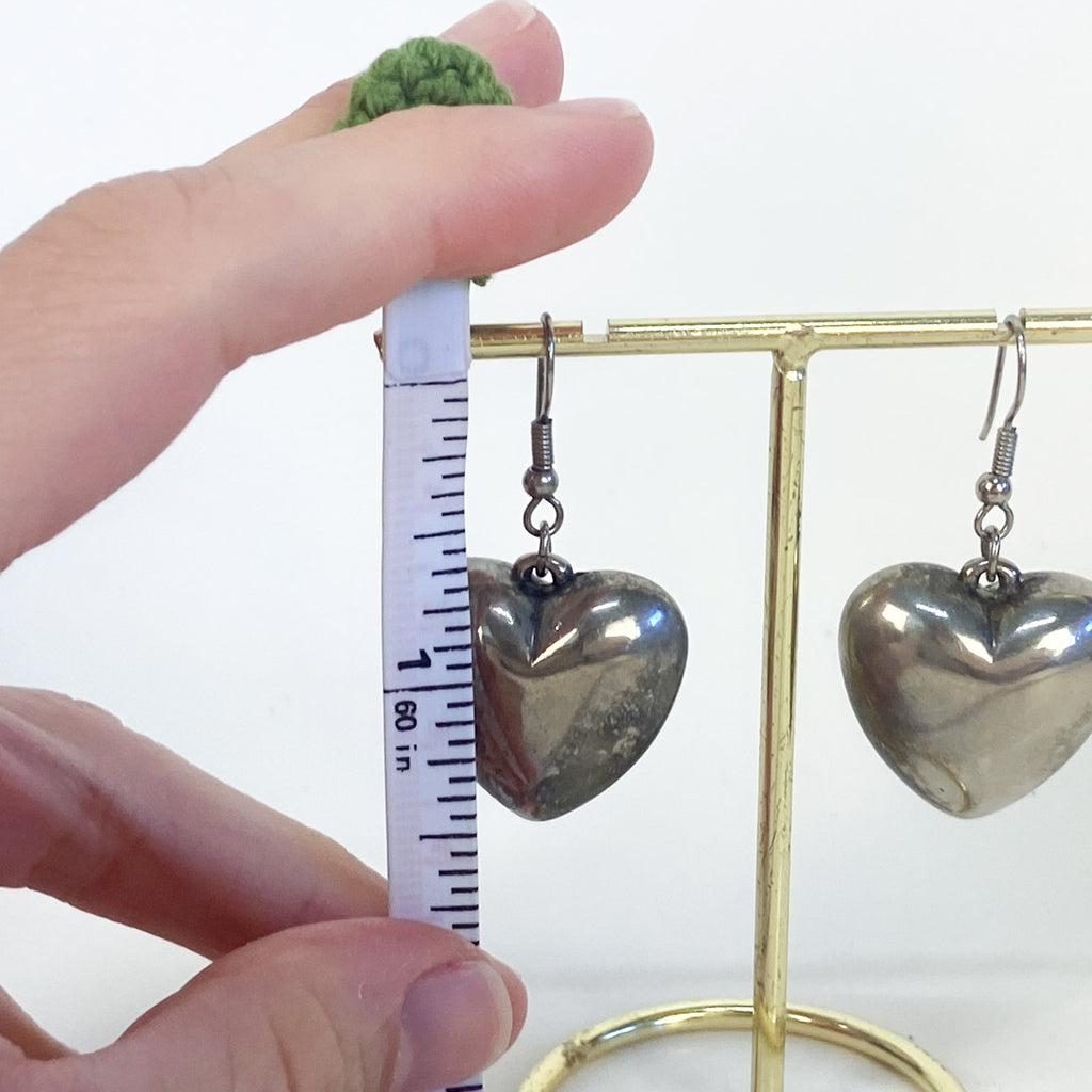 Silver Earrings | Big Heart Earrings Vintage