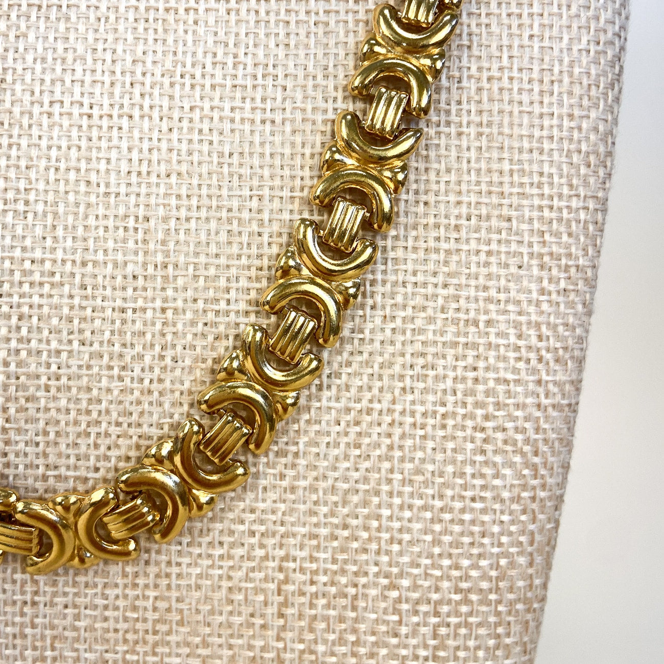 Gold Tone Wide Chain Necklace Vintage 90s