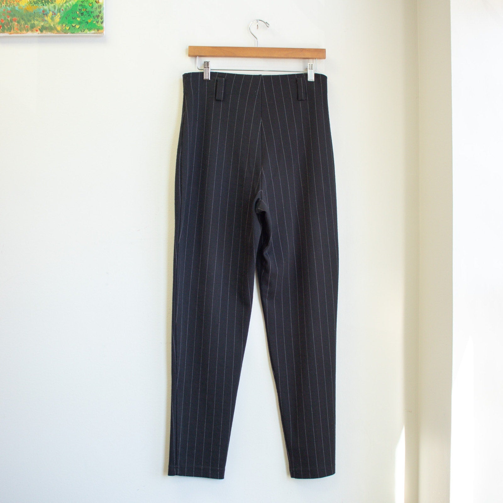 Vintage 90s Black Pinstripe Tapered Pant Size Large