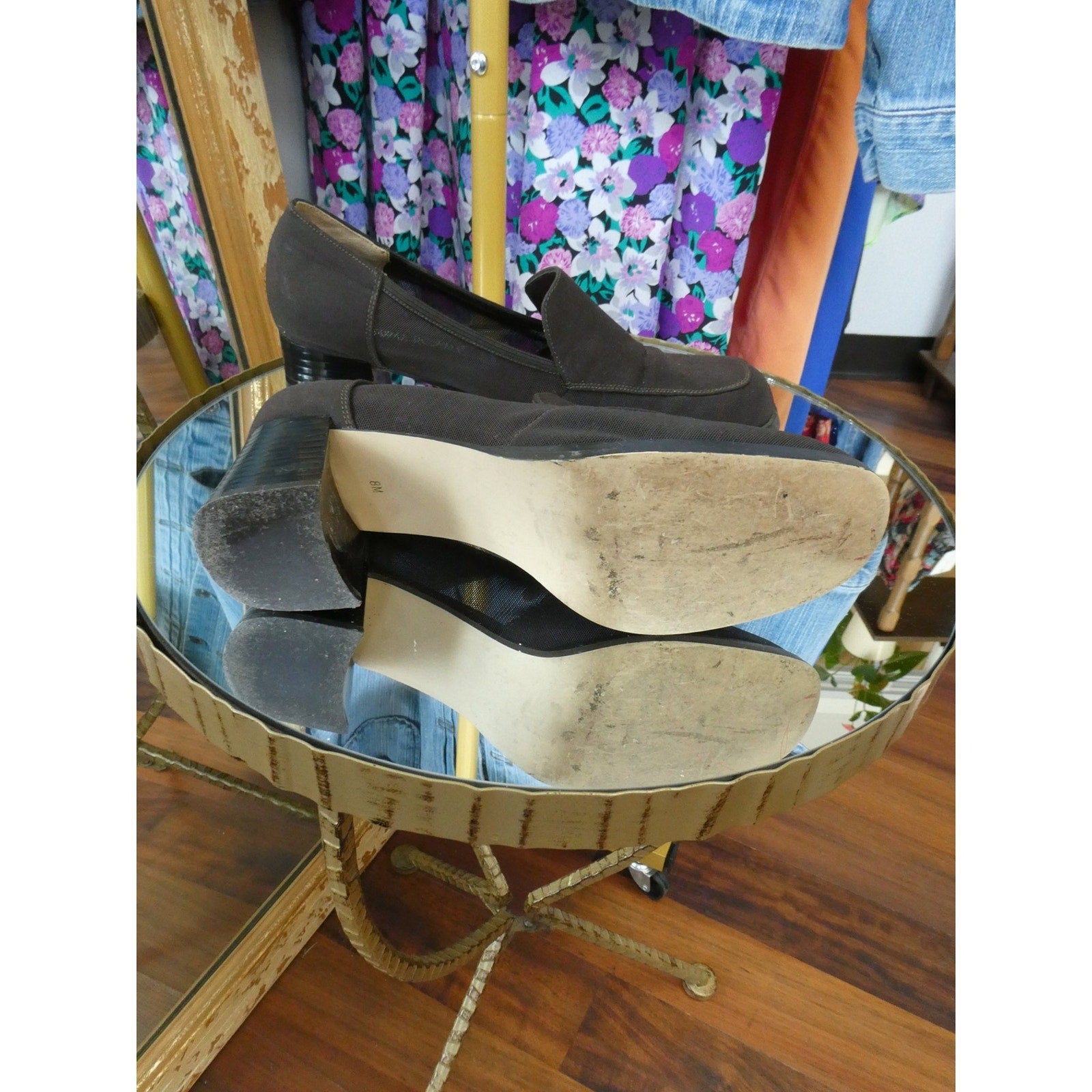 90s Brown Loafers Block Heel Size 8