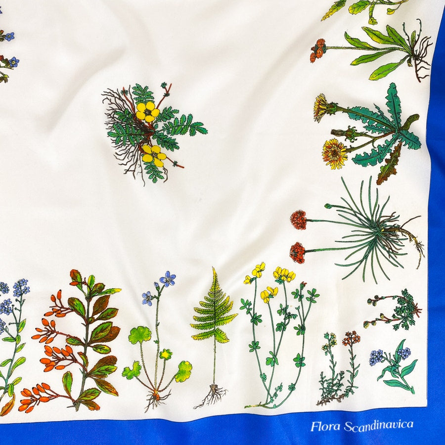 Wildflower Pattern Flora Scandinavica Blue and White Jumbo Scarf