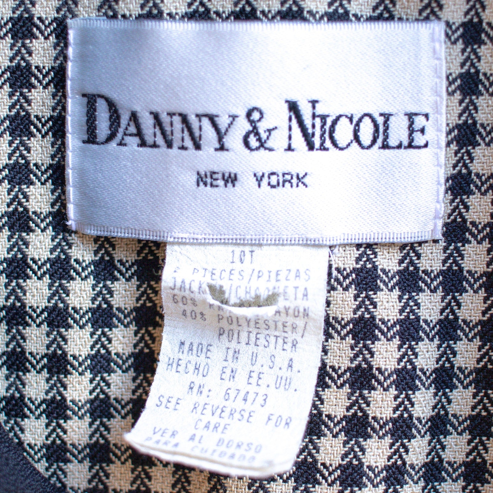 Vintage Danny & Nicole New York Houndstooth Blazer Size 10T