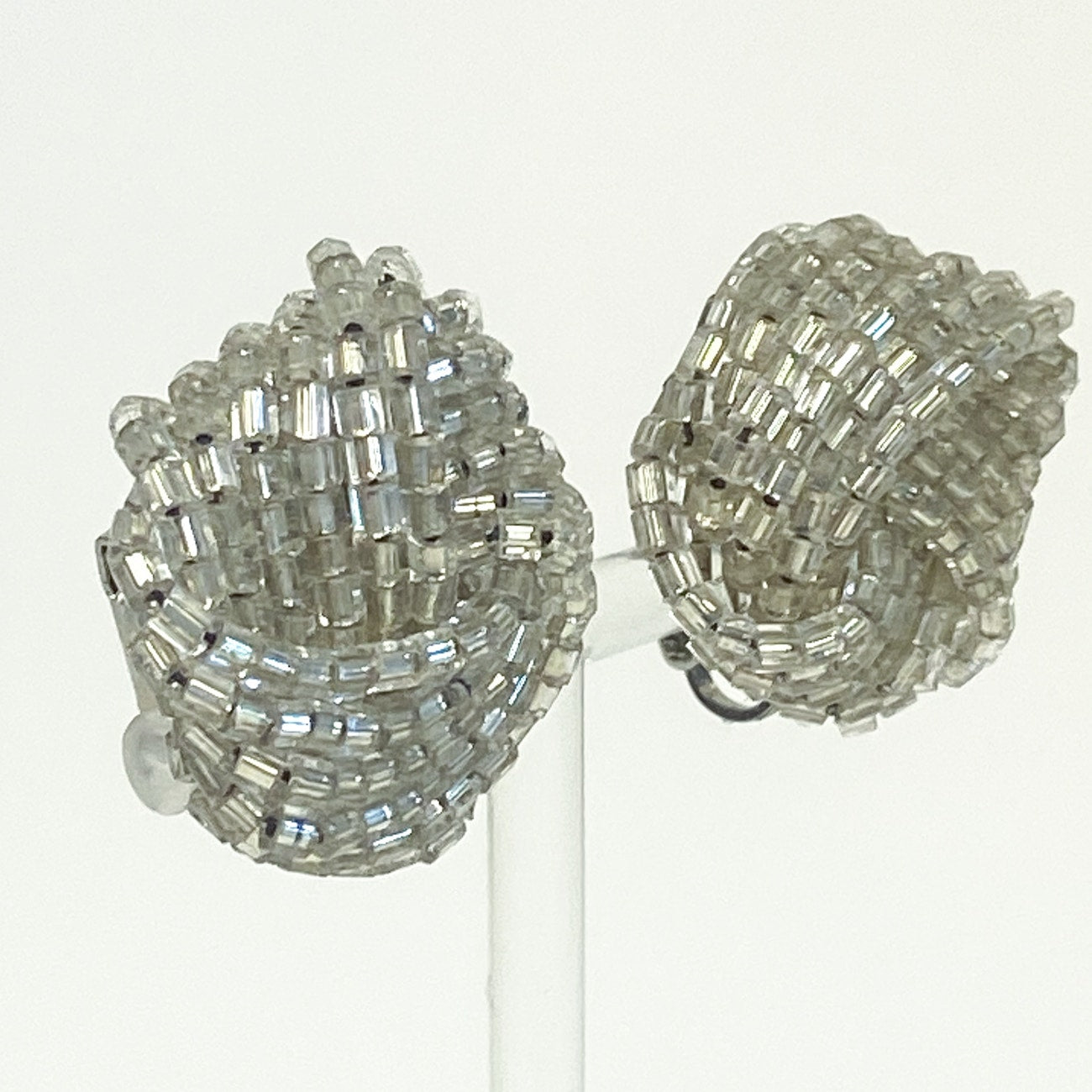 Beaded Knot Clip On Earrings Vintage
