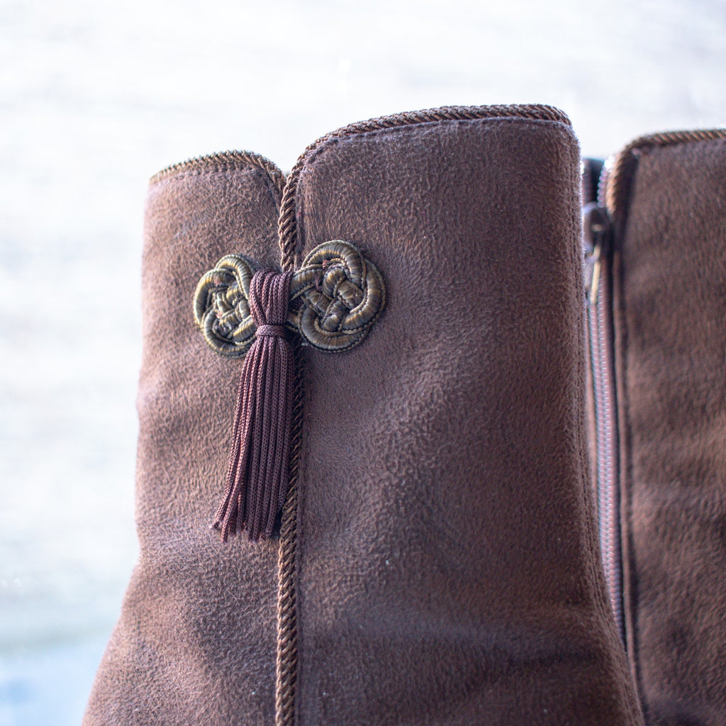 Studio Works Bohemian Brown Heeled Ankle Boots Size 9