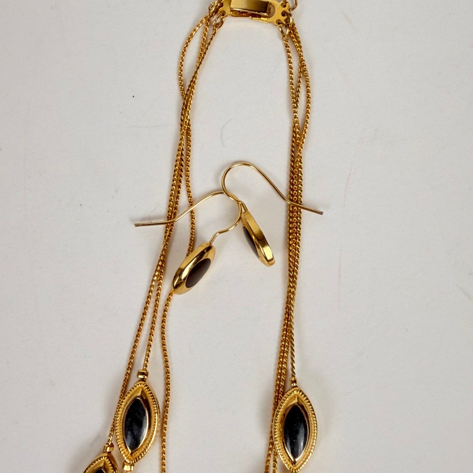 Gold Tone and Enamel Necklace & Earring Set