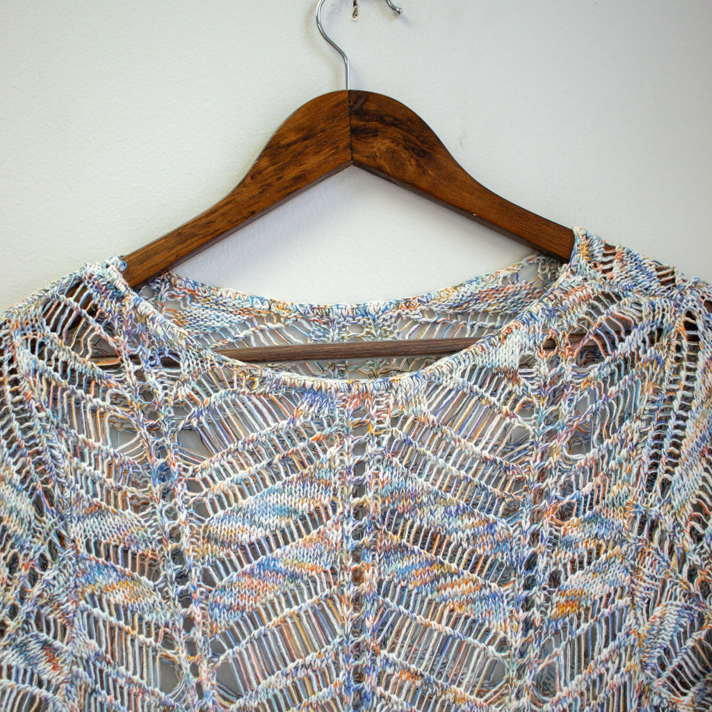 Rainbow Open Knit 3/4 Length Sleeve Size Medium
