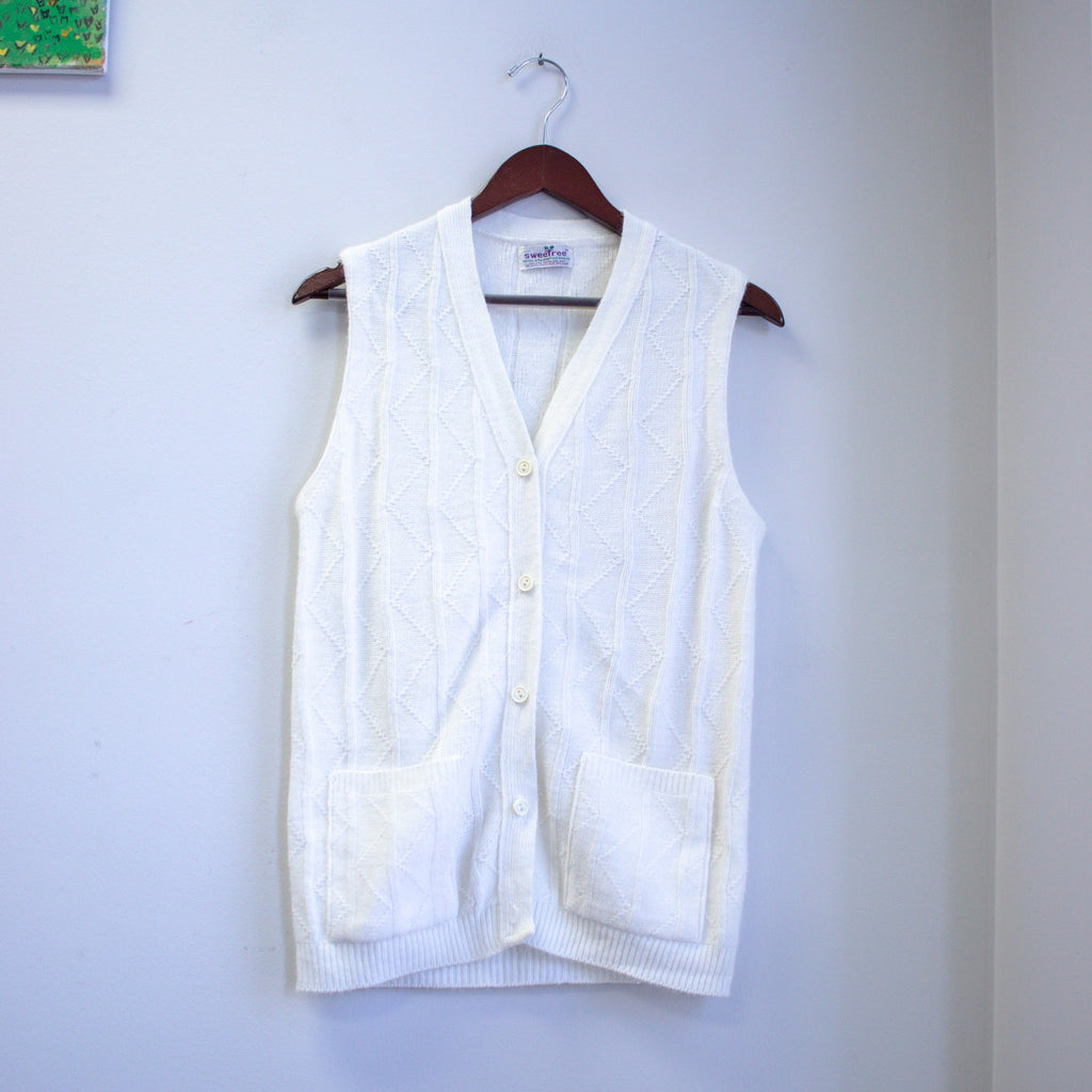 Vintage White Sweater Vest Size Medium