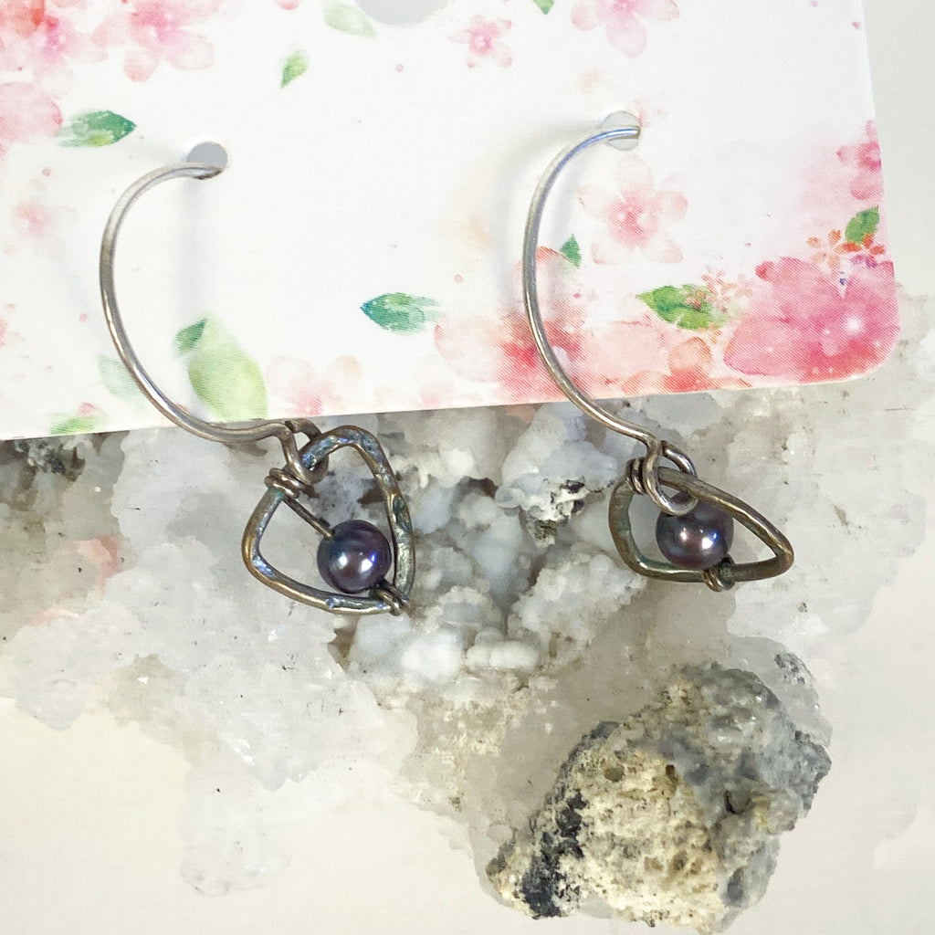Tuscan Mom Aesthetic Silver Earrings Small Beaded Dangly Earrings