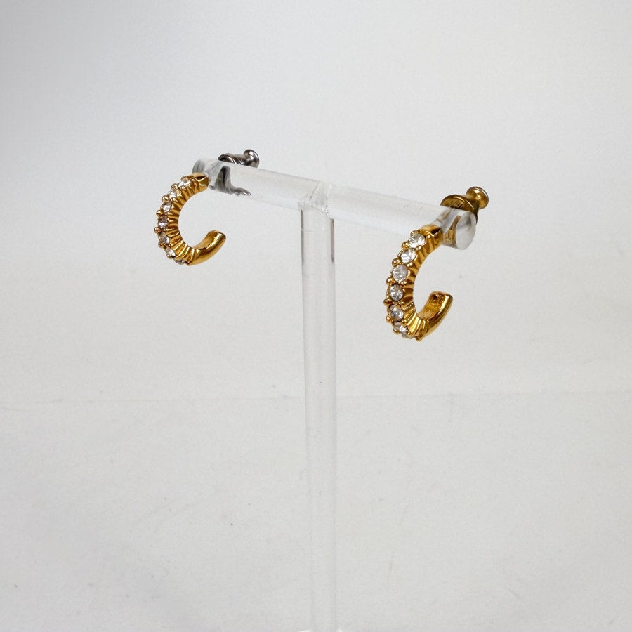 Little Gold-Tone .5 Inch Hoops Rhinestone Minimalist Style