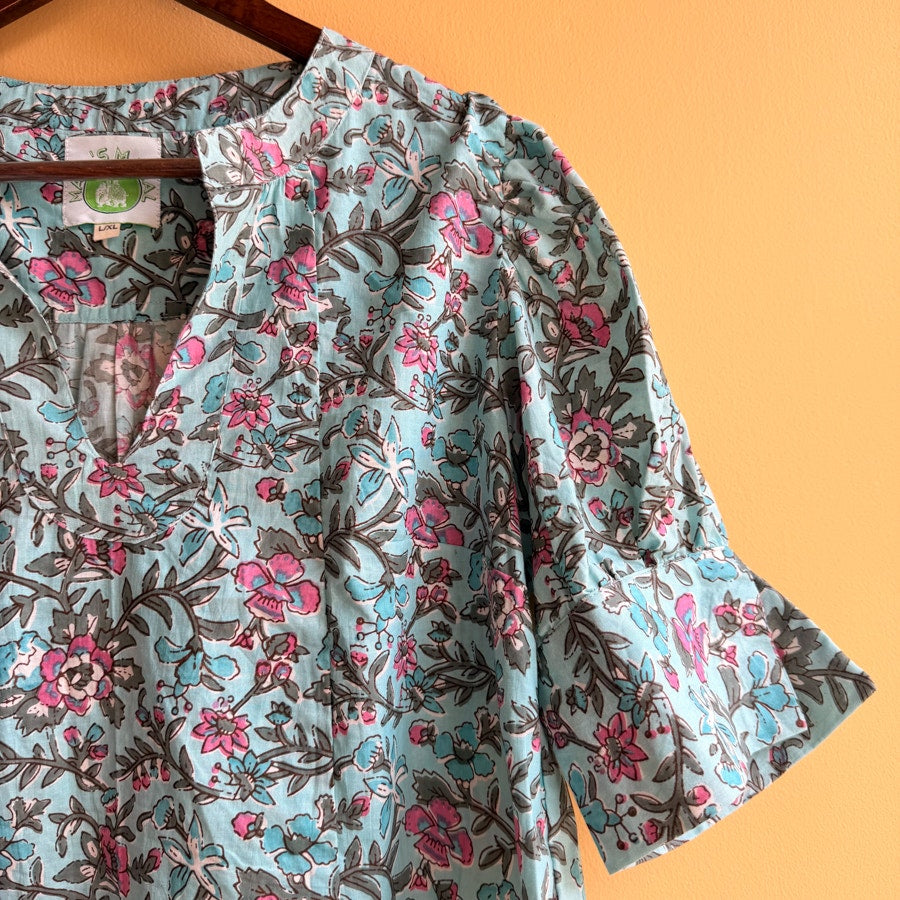 Maya's Mahal Floral Cotton Half Sleeve Blouse Size L/XL
