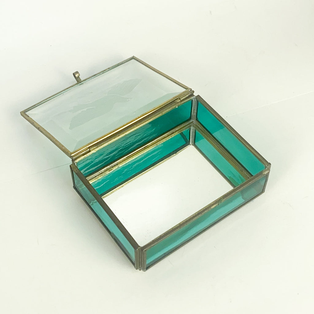 Cut Glass Dove Engraved Trinket Box Mirrored base