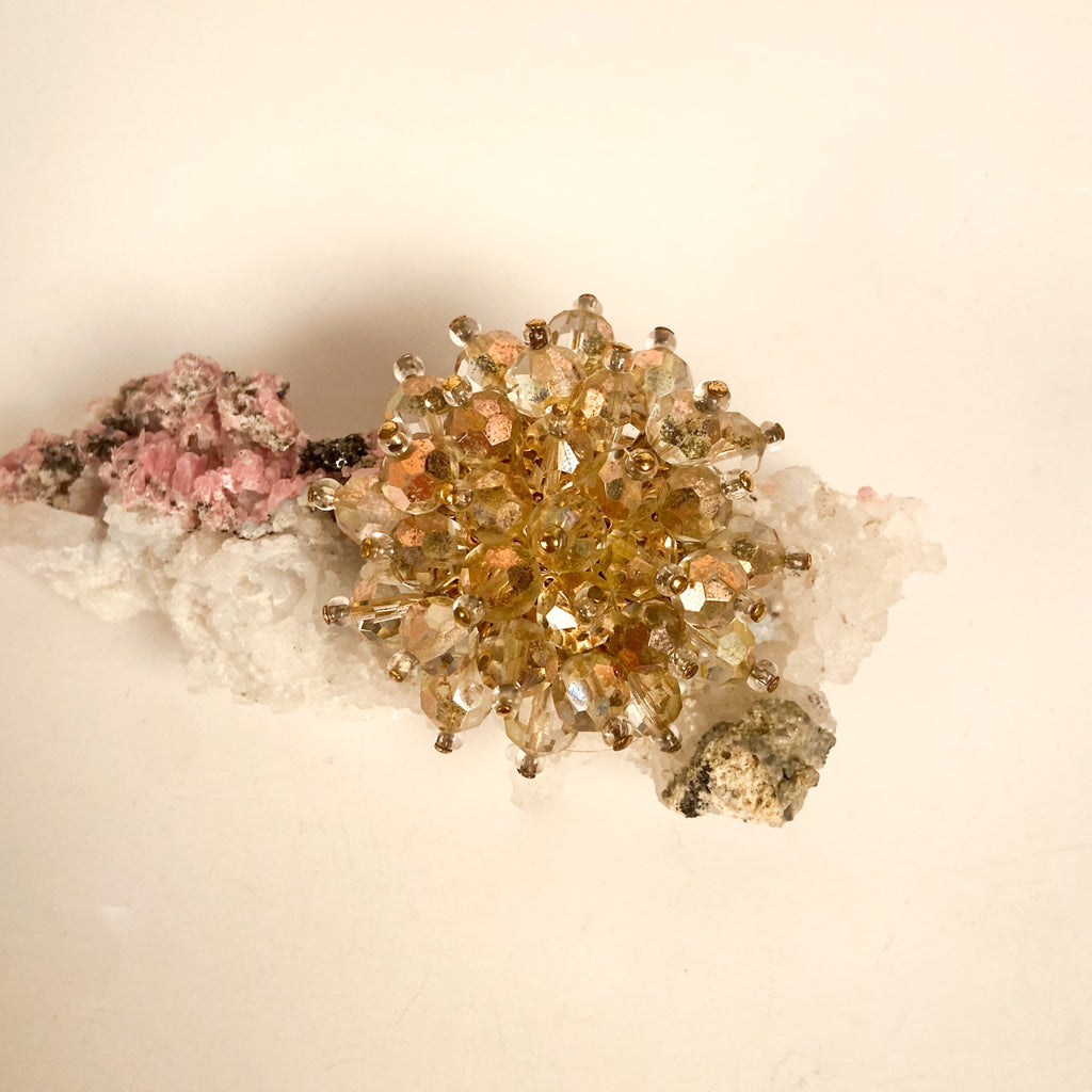 Starburst Beaded Rhinestone Brooch