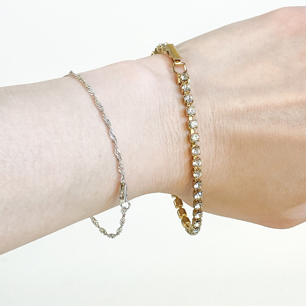 Diamond Style Gold Tone Tennis Bracelet Vintage Jewelry
