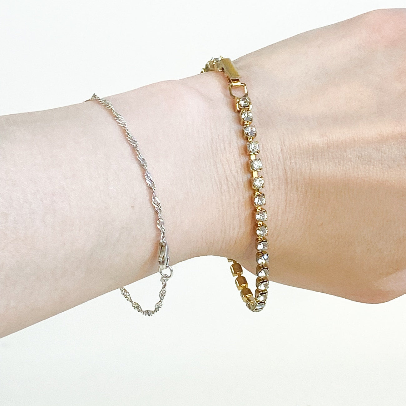 Diamond Style Gold Tone Tennis Bracelet Vintage Jewelry