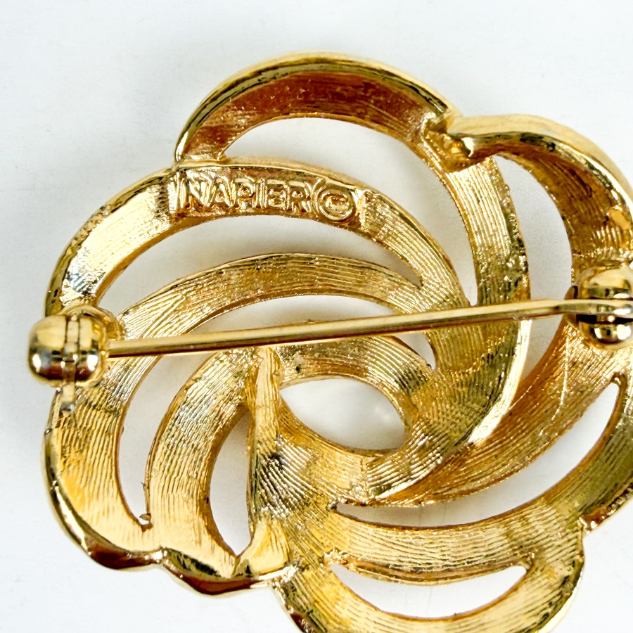 Swirl Brooch Napier Gold Tone Pin