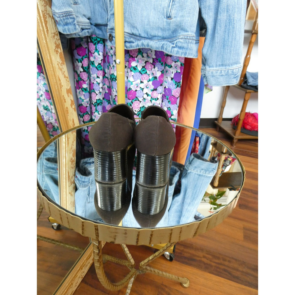 90s Brown Loafers Block Heel Size 8