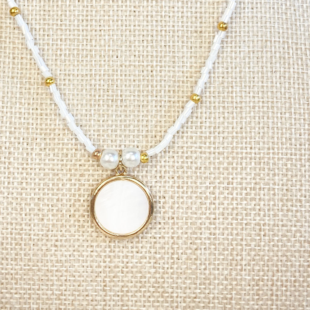 Beachy White Shell Bead Necklace