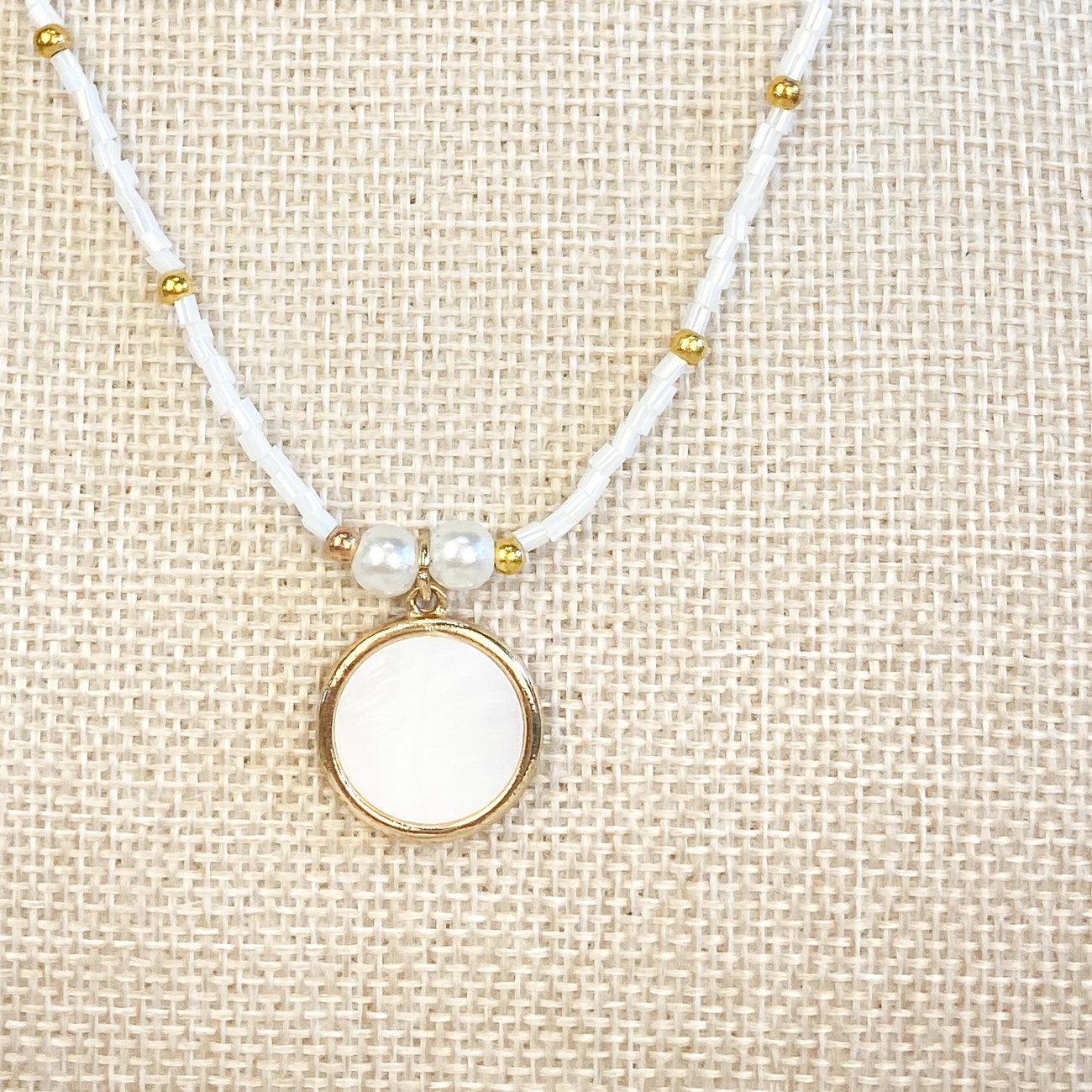 Beachy White Shell Bead Necklace