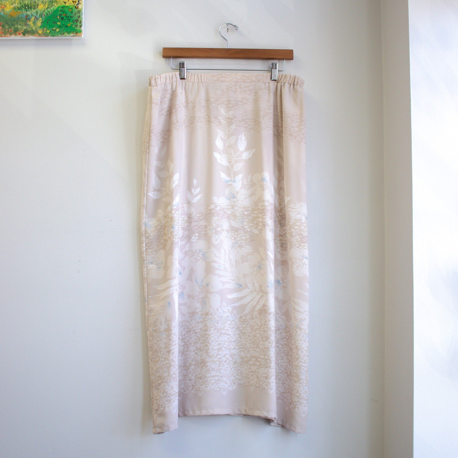 Vintage 90s Tan Floral Maxi Skirt Size 16