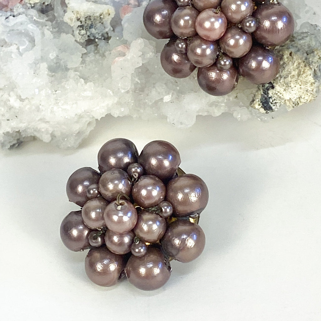Clip On Earrings Vintage Purple Made in Japan Clip-Ons