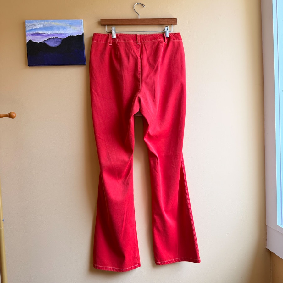 Liz Claiborne Stretch Straight Leg High Waisted Red Pants