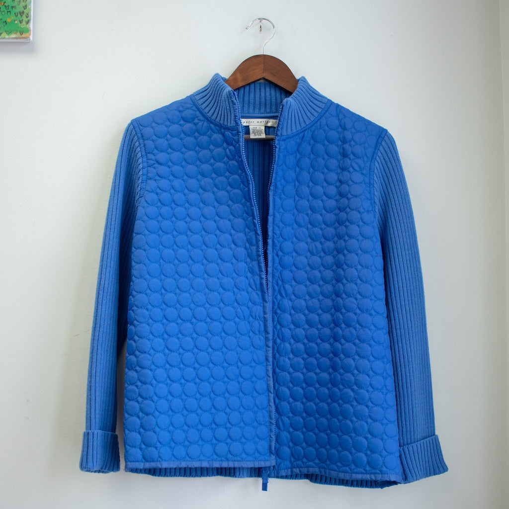 Y2K Cobalt Blue Quilted Zip-up Size XL