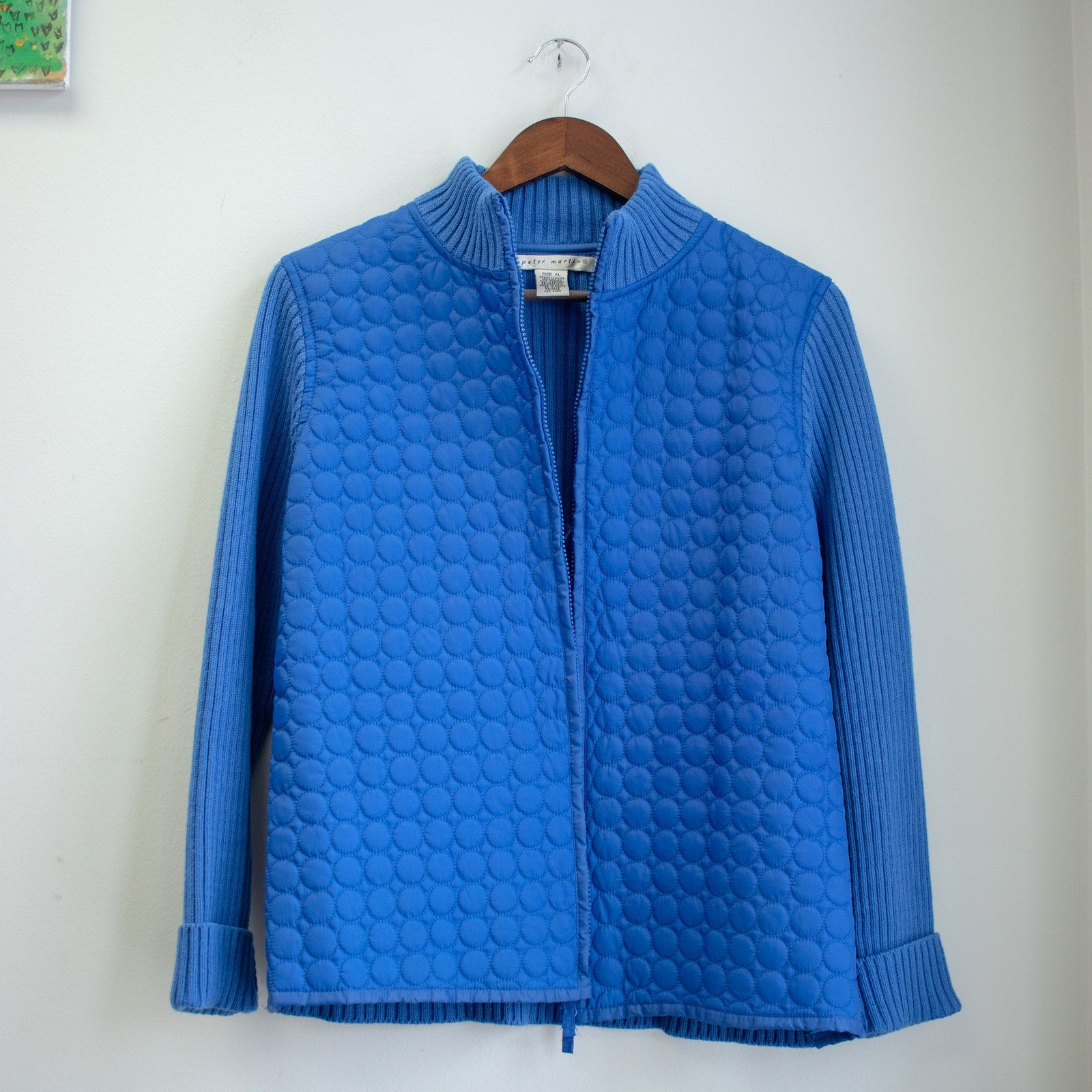 Y2K Cobalt Blue Quilted Zip-up Size XL