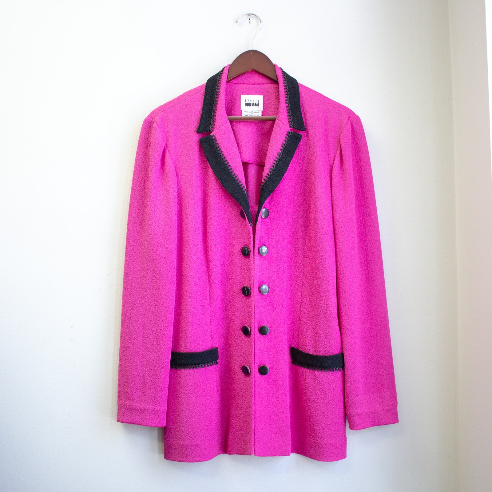 Leslie Fay Vintage Hot Pink Knit Blazer Size 18