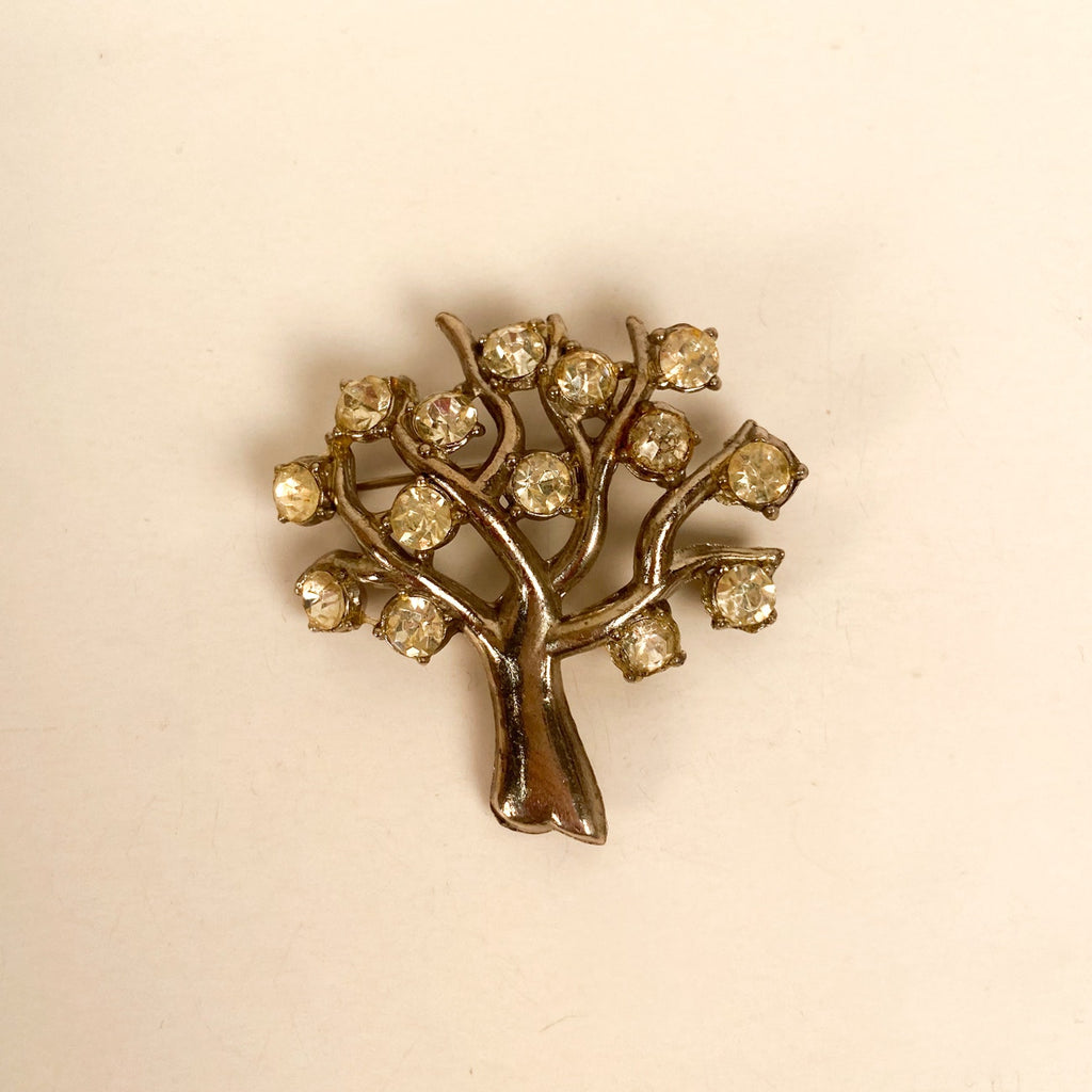 Tree of Life Rhinestone Brooch