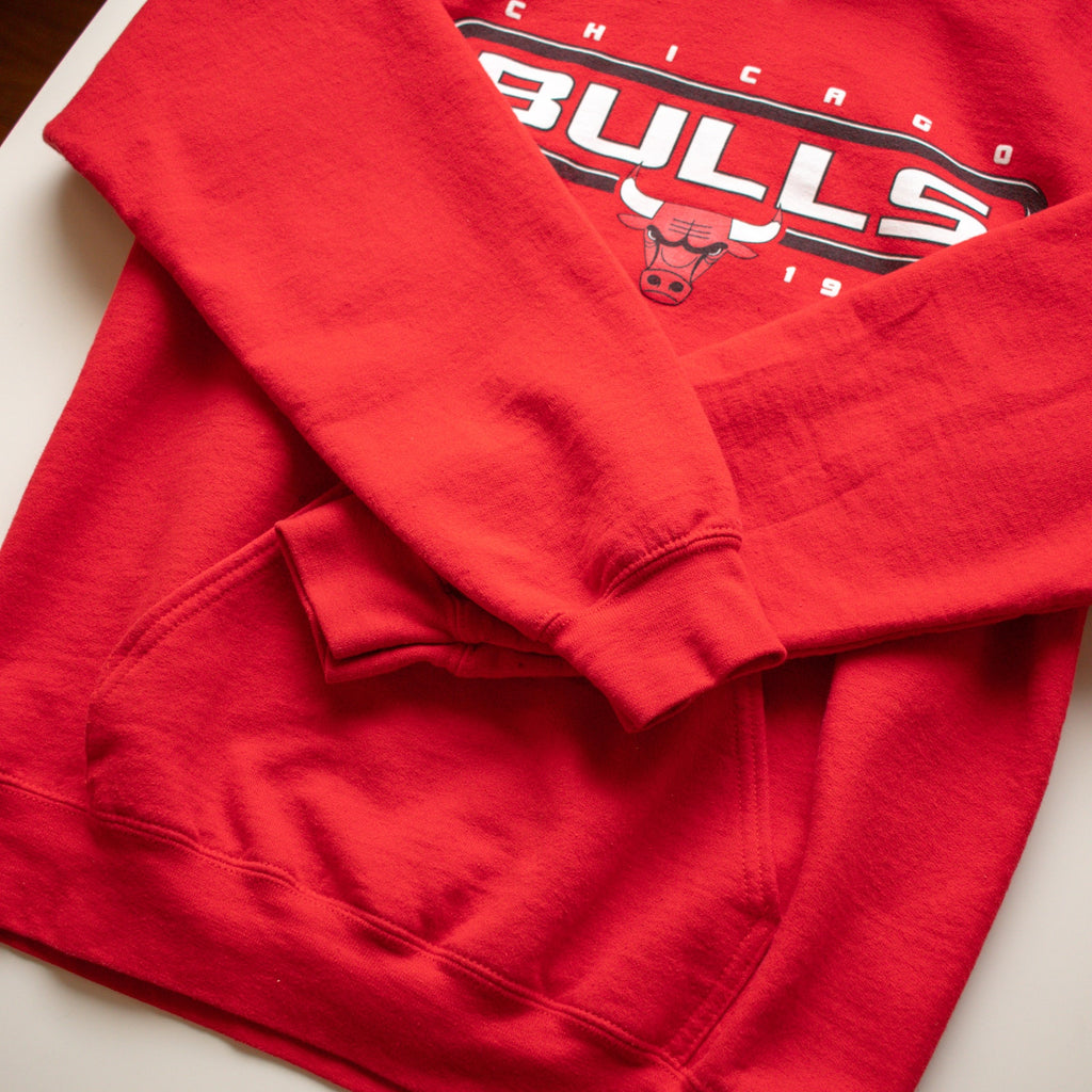 Red Chicago Bulls Vinyl Hoodie Size Small